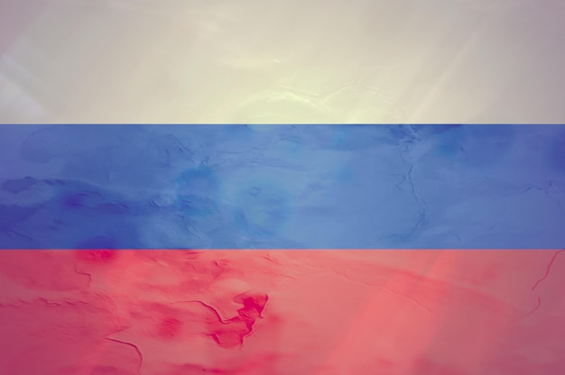 Fondo de bandera de rusia en superficie de hormigón áspera y sucia