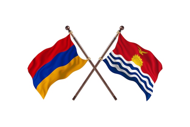 Fondo de banderas de Armenia versus Kiribati dos países