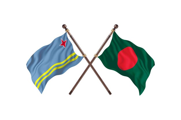 Fondo de banderas de Aruba versus Bangladesh dos países