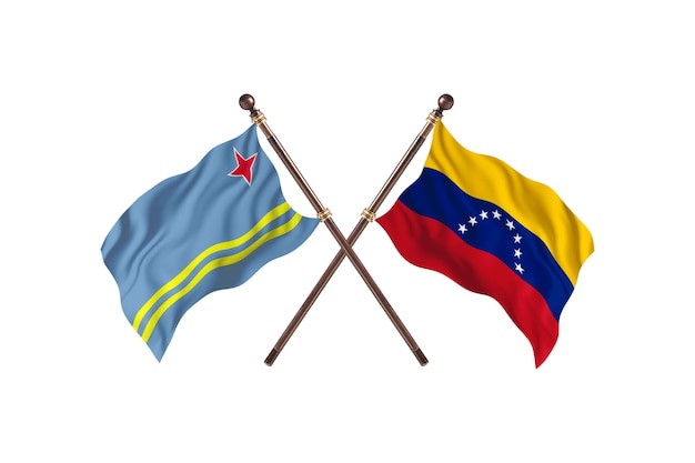 Fondo de banderas de Aruba versus Venezuela dos países