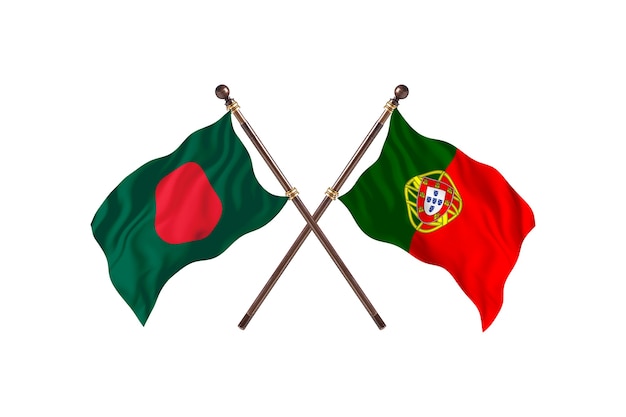 Fondo de banderas de Bangladesh versus Portugal