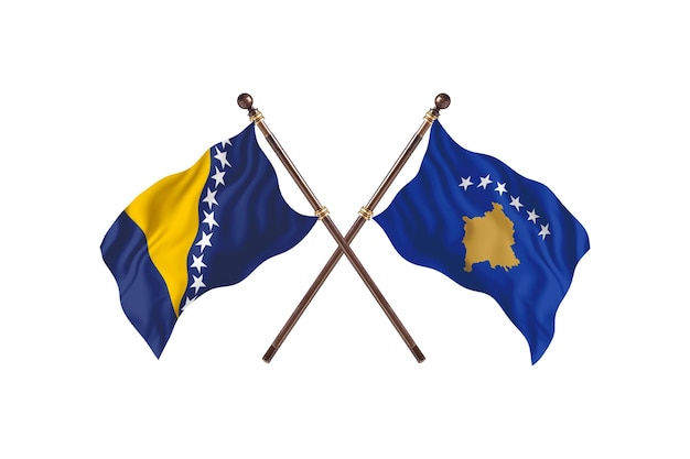 Foto fondo de banderas de bosnia contra kosovar