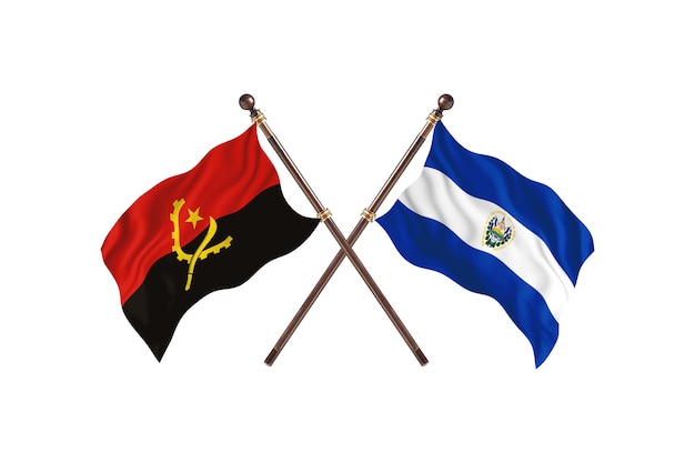 Fondo de banderas de dos países de Angola frente a El Salvador