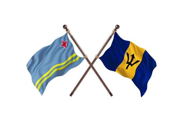 Fondo de banderas de dos países Aruba versus Barbados