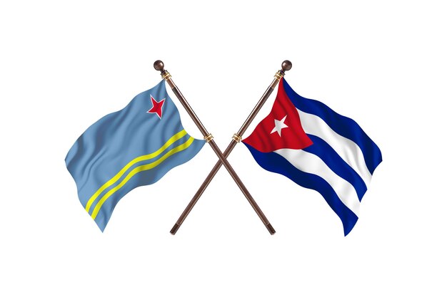 Fondo de banderas de dos países de Aruba versus Cuba