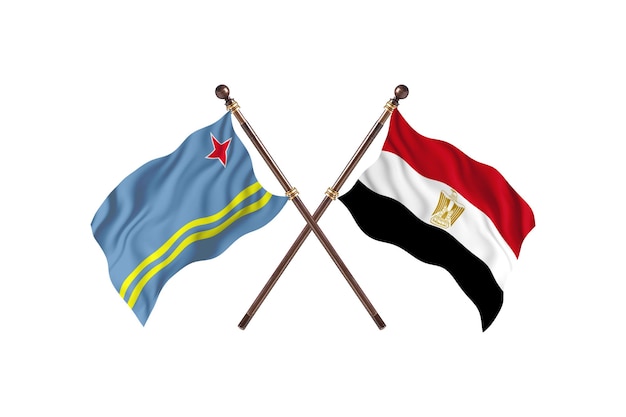 Fondo de banderas de dos países de Aruba versus Egipto