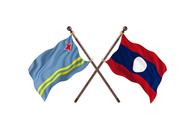 Fondo de banderas de dos países Aruba versus Laos