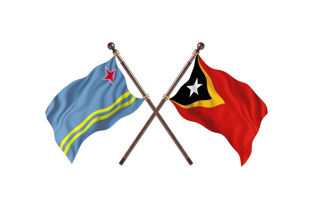 Fondo de banderas de dos países Aruba versus TimorLeste