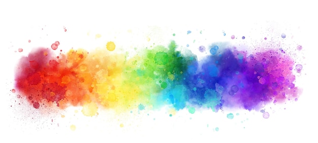 Foto fondo de banner de acuarela de arco iris en blanco colores de acuarela vibrantes puros gradientes de pintura creativa salpicaduras y manchas fondo creativo abstracto