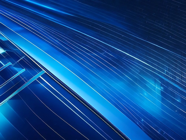 fondo de banner azul de malla de líneas brillantes de tecnología abstracta