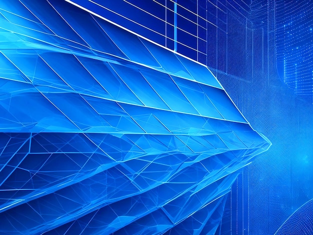 fondo de banner azul de malla de líneas brillantes de tecnología abstracta