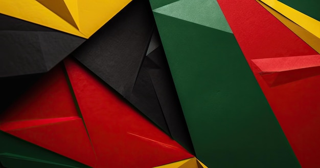 Fondo de banner de color negro rojo amarillo verde geométrico abstracto Fondo de color del Mes de la Historia Negra con espacio de copia para texto