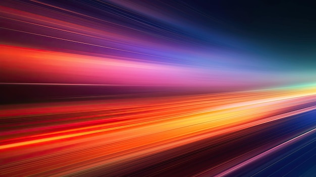 Fondo de banner futurista brillante ondulado de líneas coloridas de exposición larga abstracta Generativo AIxA