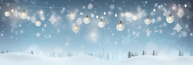 Fondo de banner horizontal de invierno de Navidad festivo para el encabezado de la pantalla de inicio del diseño