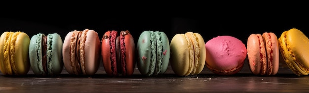 Fondo de banner de macarons de colores pastel