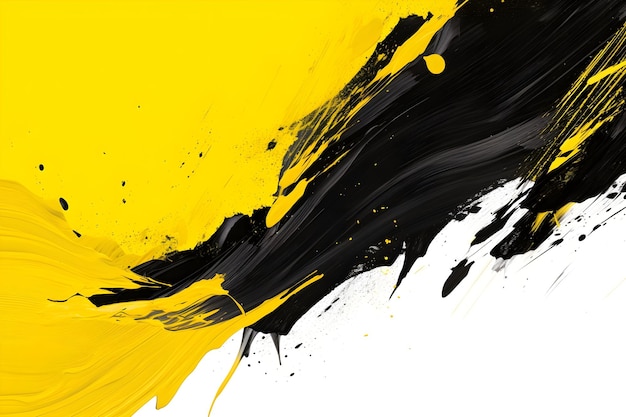 fondo de banner de trazo de pincel amarillo y negro