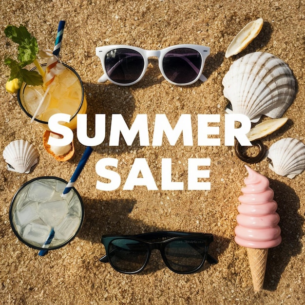 Fondo de banner de venta de verano con ilustración en 3D