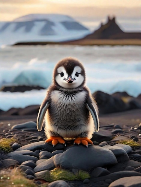 El fondo del bebé pingüino de Islandia