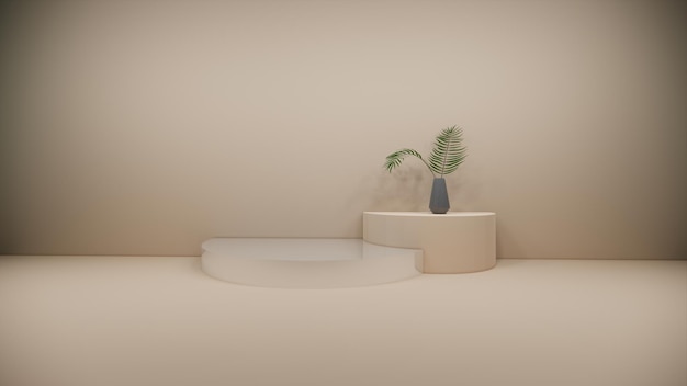 Fondo beige renderizado en 3D con diseño colorido