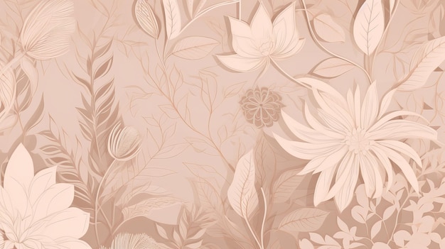 Fondo beige rosa pastel con elegante patrón floral Generación AI