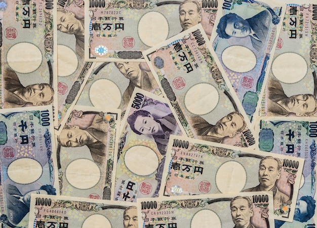 Fondo de billetes de banco de moneda yen japonés