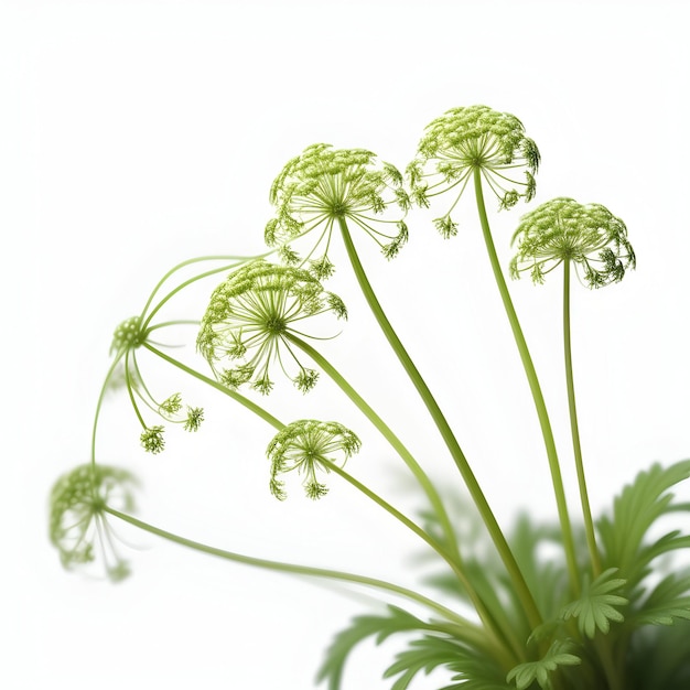 Fondo blanco aislado de la planta Pimpinella pruatjan