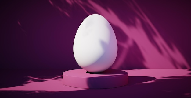 Fondo en blanco brillante con representación 3d de vacaciones de Pascua de huevo
