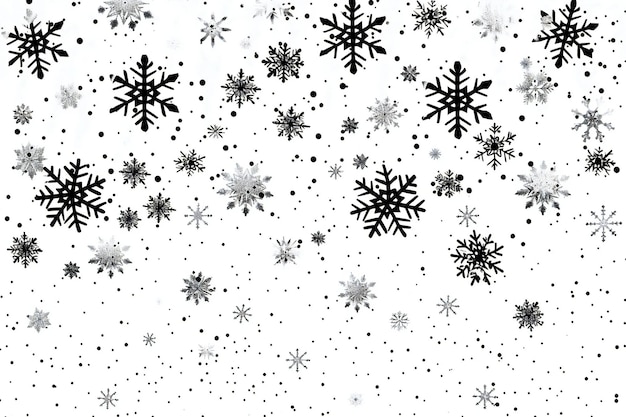 un fondo blanco con copos de nieve y puntos negros
