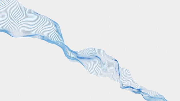 Fondo blanco diseño un lienzo azul transparente de líneas que se tuerce en diferentes direcciones en