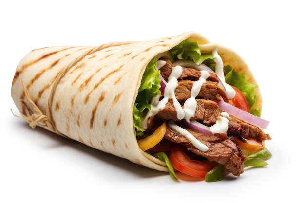 Foto fondo blanco doner kebab shawarma