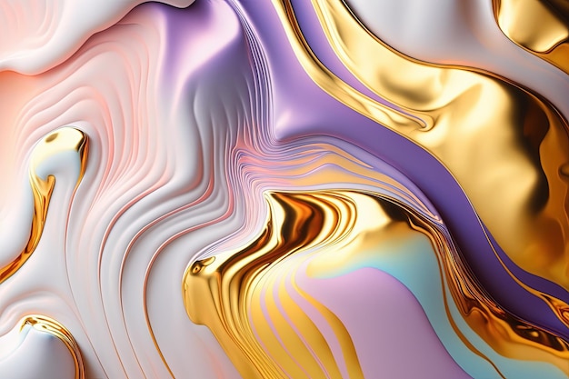 Fondo blanco y dorado holográfico de mármol abstracto Fondo de invitación de boda