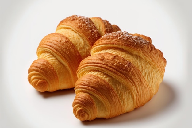 Un fondo blanco con dos croissants aislado