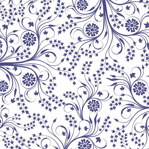 un fondo blanco con flores azules y una flor azul