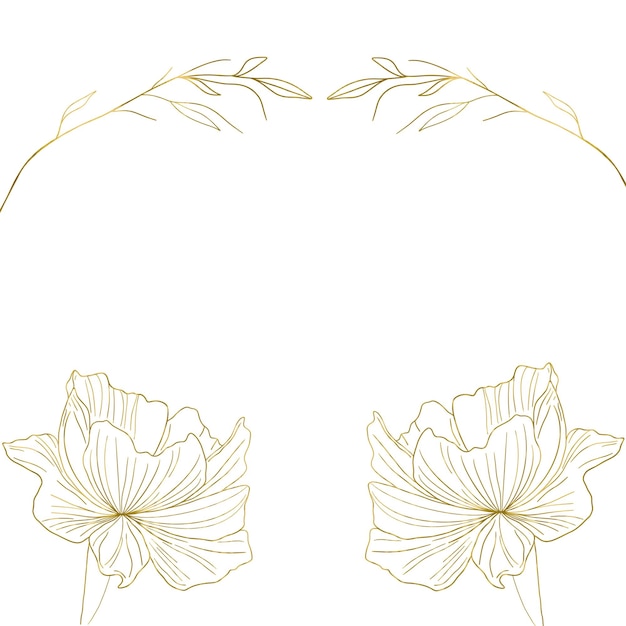 un fondo blanco con flores y hojas doradas siluetas doradas de amapolas
