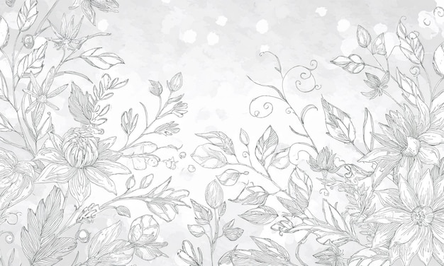 un fondo blanco con flores y una imagen de una flor