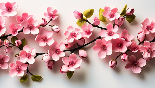 un fondo blanco con flores rosas en él