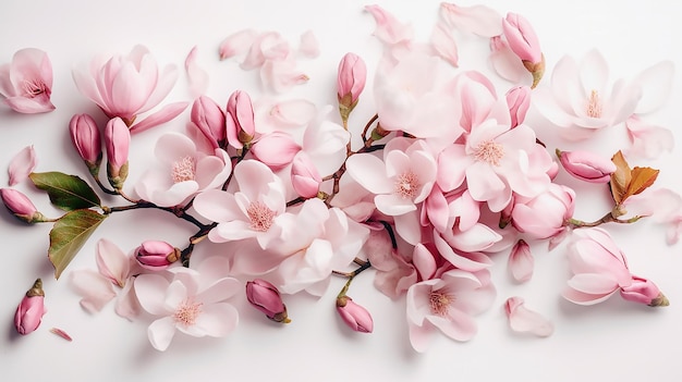 Un fondo blanco con flores rosas y la palabra magnolia.