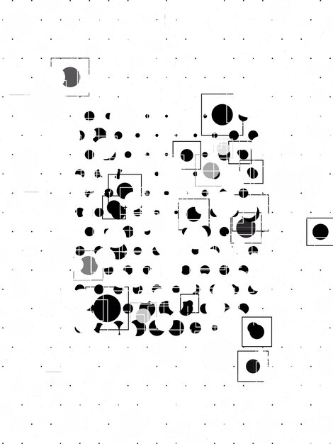 un fondo blanco con un fondo negro y blanco con círculos y puntos