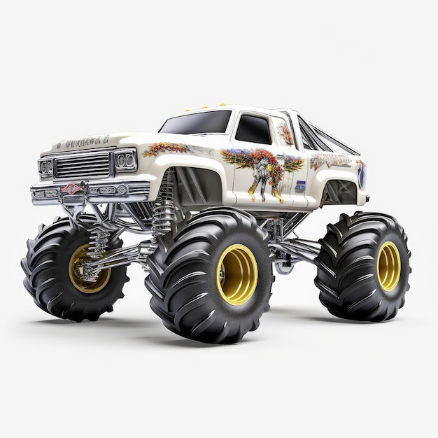 El fondo blanco fotorrealista del coche Monster Truck