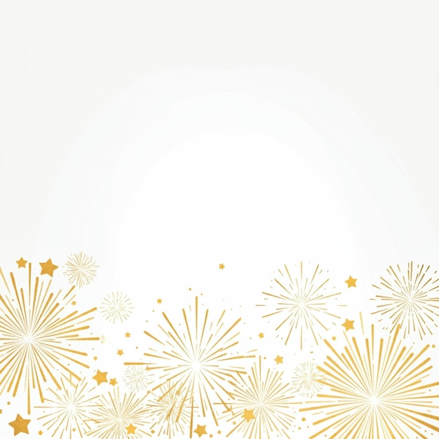 Un fondo blanco con fuegos artificiales y un fondo blanco con una estrella dorada