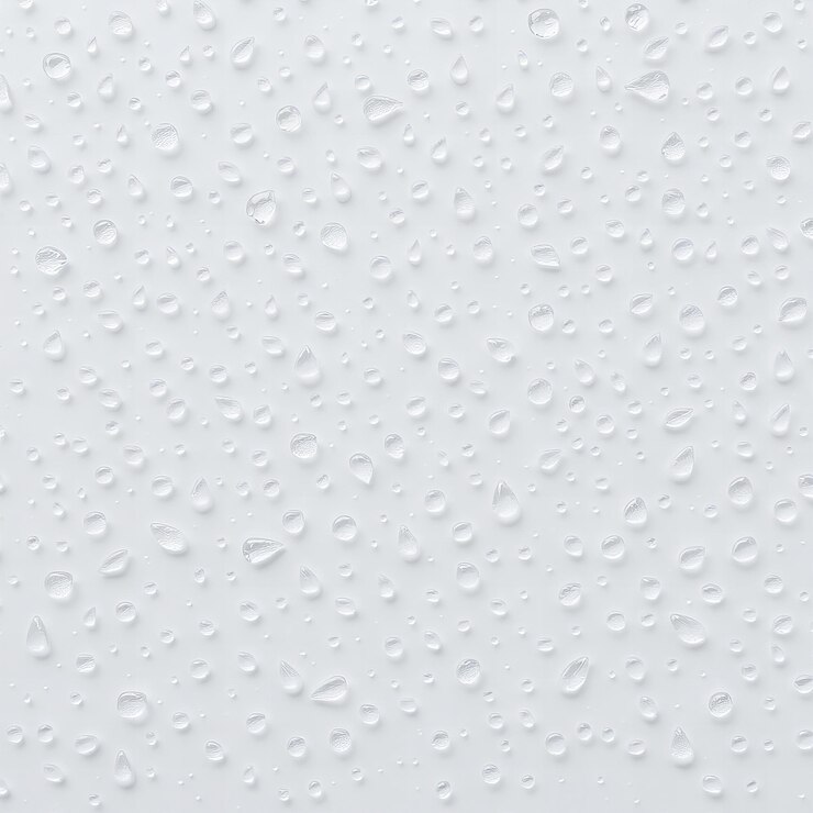 Fondo blanco con gotas de lluvia textura sin costuras vista de cerca plana