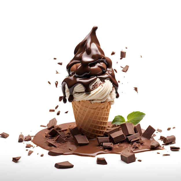 fondo blanco helado de chocolate macro ai diseño generativo