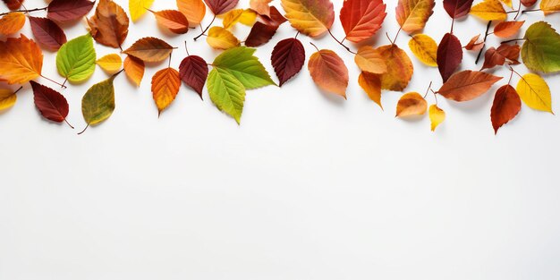 Un fondo blanco con hojas de otoño