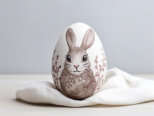 Fondo blanco con huevo de Pascua decorado