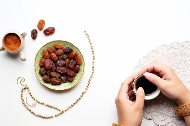 Foto fondo blanco islámico de ramadán con fechas