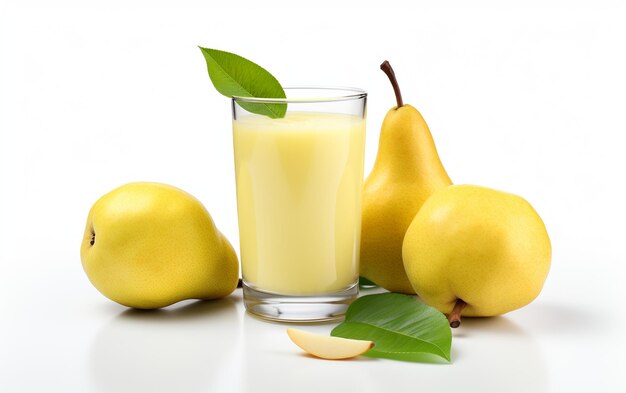 Fondo blanco de jugo de pera