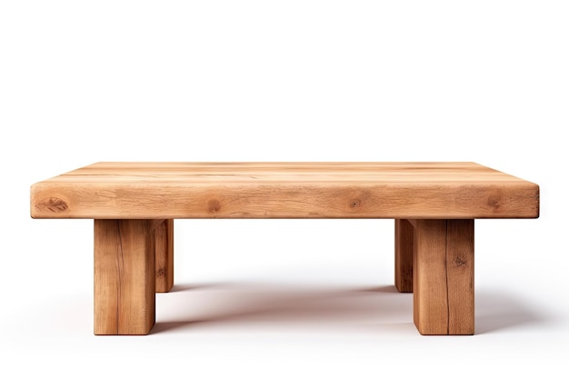Fondo blanco con una mesa de madera sola