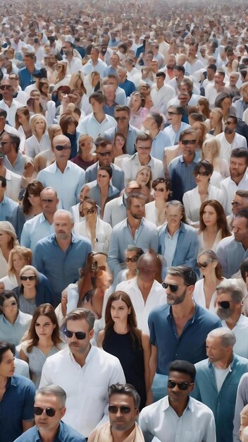 Un fondo blanco con una multitud de personas en el centro