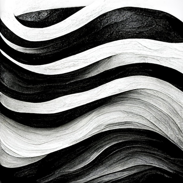 Fondo blanco y negro de formas dinámicas abstractas modernas con textura de papel granulado Arte digital