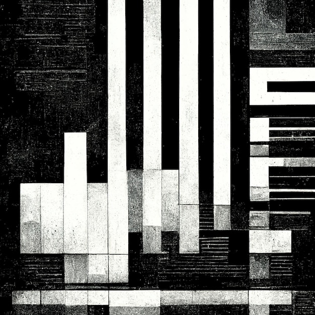 Foto fondo blanco y negro de formas dinámicas abstractas modernas con textura de papel granulado arte digital